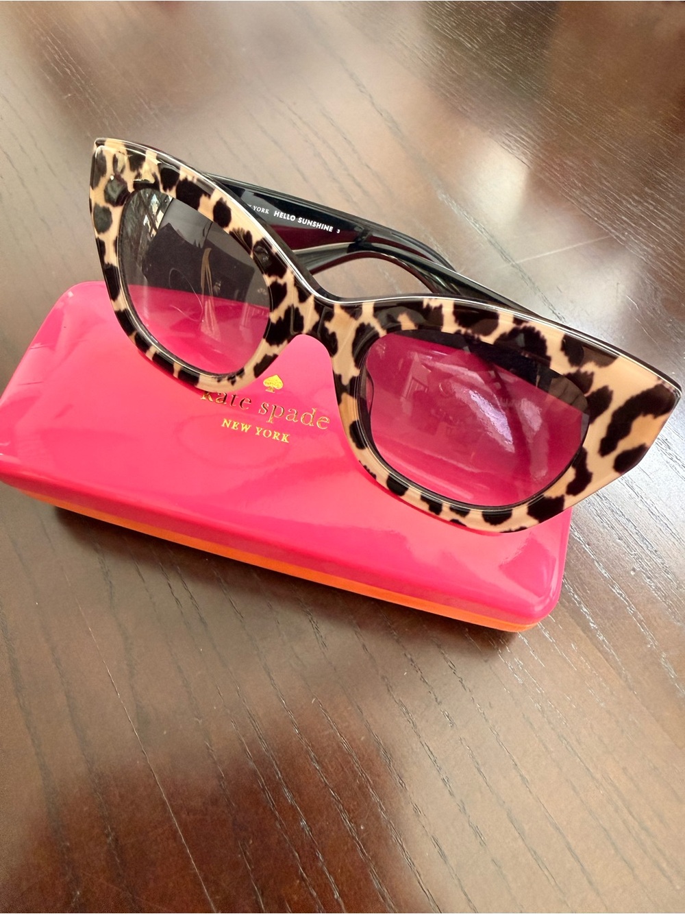 Kate Spade Leopard Print Cat Eye Sunglasses - Brown/Black - Picture 2 of 5